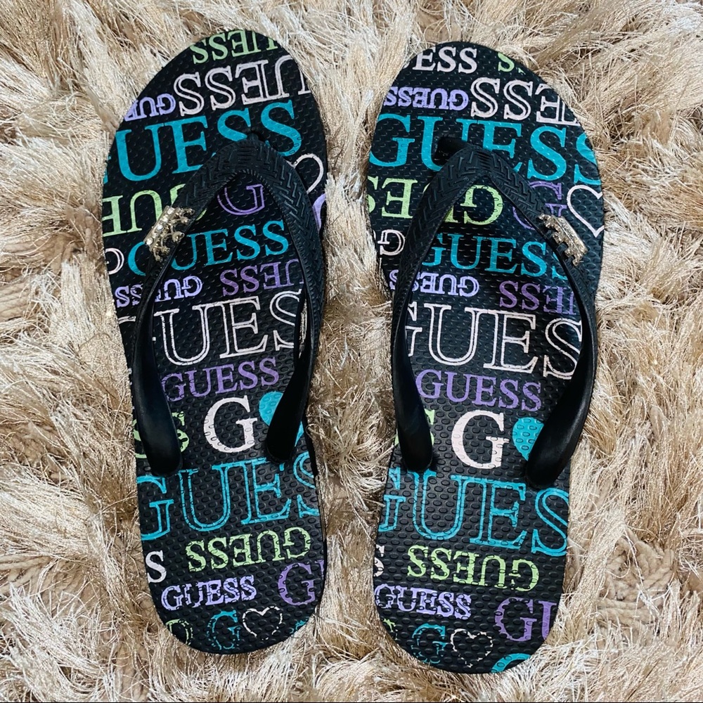 Brand new Guess Gemstone Crown Flip Flops